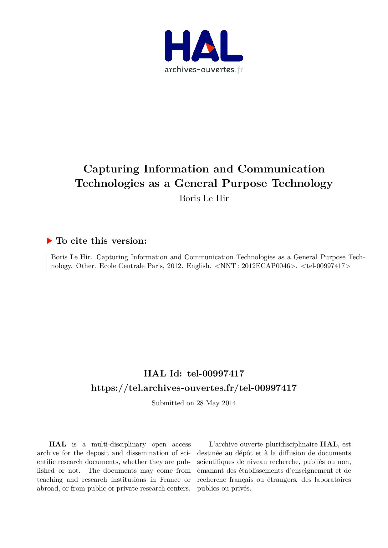 Capturing Information and Communication Technologies as a General Purpose Technology