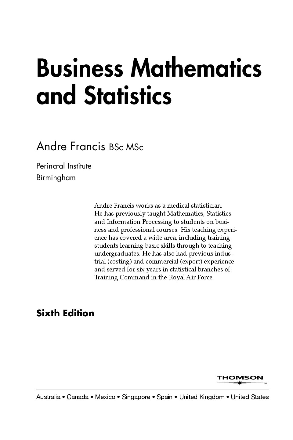 Business Mathematics and Statistics, Sixth Edition_Introduction to Business Mathematics and Statistics