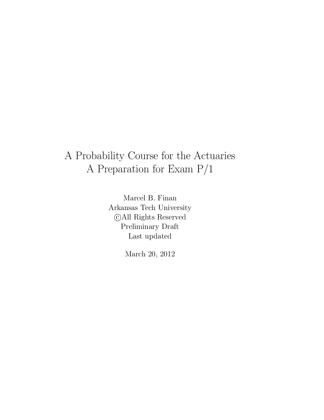 Probability For Actuaries - Unknown 756_812