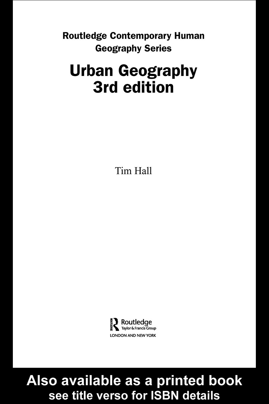 Routledge Contemporary HumanGeography Series