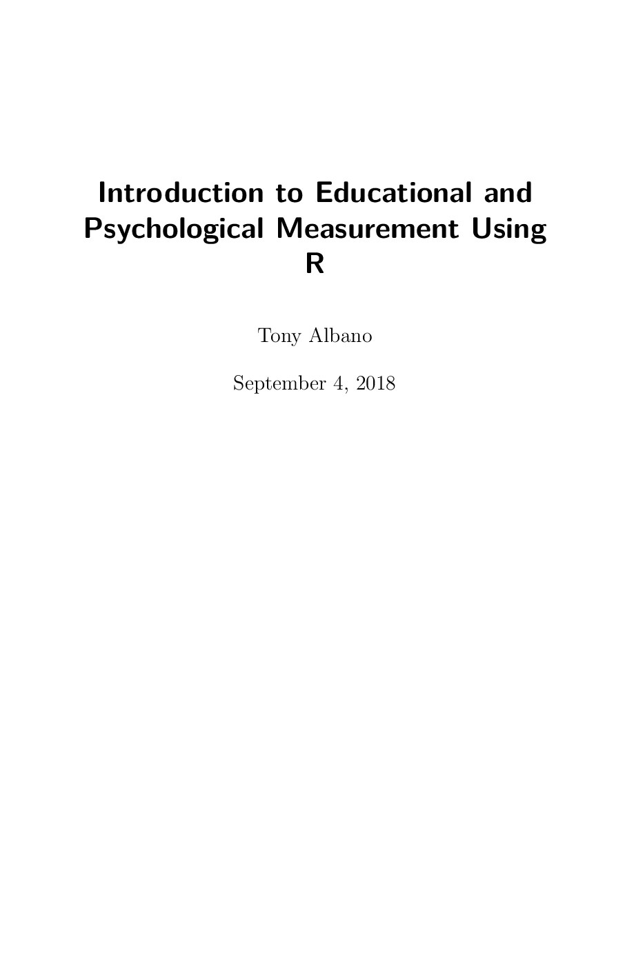Introduction to Educational and Psychological Measurement Using R