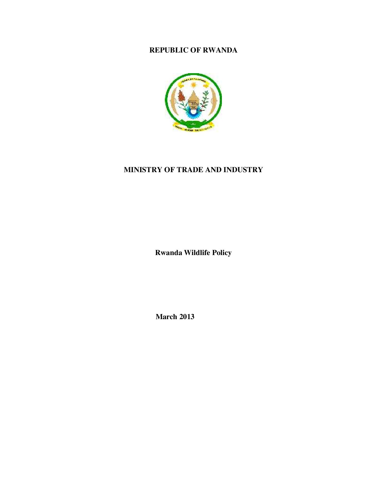 Rwanda Wildlife Policy